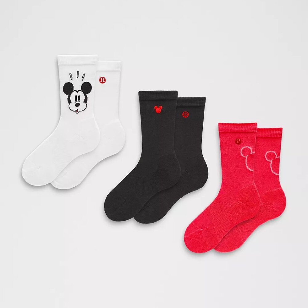Disney x lululemon Women's Daily Stride Comfort Socks 3 pack Mickey NWT